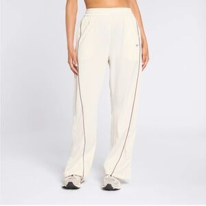 Reebok Baseball Creme & Brown Stripe Highrise Loose Track Pant Small